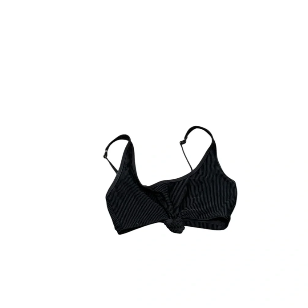 FRANKIE’S BIKINIS Greer Black Ribbed Knot Bikini Swim Top